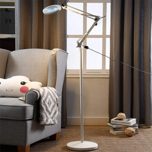 Load image into Gallery viewer, Psiven Magnifying Glass Floor Lamp, Dimmable LED Magnifying Lamp with Clamp - 12W, 3 Lighting Modes, 5 Diopter, Height Adjustable - Super Bright Floor Lamp with Magnifier for Reading, Craft, Task
