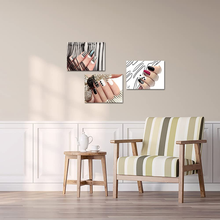Load image into Gallery viewer, VANSEEING 3 Piece Canvas Wall Art Fashion Woman Nails Pictures Beauty Salon Manicure Poster Canvas Print Spa Bathroom Stylish Feminine Ladies Makeup Dressing Room Decoration 12X16Inchx3Pcs