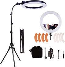 Load image into Gallery viewer, GSKAIWEN 18Inch 65W LED Makeup Ring Light with Mirror for Eyebrow Tattoo Light Lash Lamp Beauty Light Eyelash Extension Lamp Studio Video Photography Light with Tripod Phone Holder Mirror and Bag