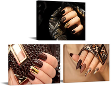 Load image into Gallery viewer, Canvbay 3 Pieces Beauty Salon Modern Canvas Wall Art Fashion Woman Painting Picture Leopard Print Nail Hand Spa Artwork Makeup and Manicure Poster Bedroom Decor Stretched Ready to Hang