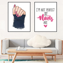 Load image into Gallery viewer, Fashion Pink Makeup Nails Canvas Wall Art Print Nordic Poster Cartoon Nail Polish Posters Prints Wall Art Nails Art Picture Girl Beauty Salon Prints Pop Art for Nails Salon Wall Decor Unframed
