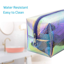 Load image into Gallery viewer, Cambond Holographic Makeup Bag Clear Cosmetic Bag Organizer Large Capacity Iridescent Makeup Pouch Clear Toiletry Pouch Hologram Clutch Cosmetic Pouch for Women Purple