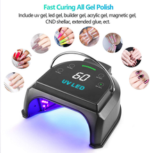 Load image into Gallery viewer, 80W Professional Cordless UV LED Nail Lamp Gelpal Portable LED Gel Nail Curing Dryer, Wireless Nail Polish Machine Light with 45 Beads and 140000Mah Rechargeable Battery for Salon or Home, Black