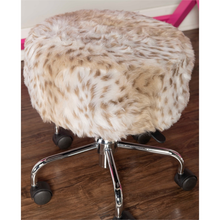 Load image into Gallery viewer, Linon Mallory Faux Fur Backless Rolling Stool in Brown