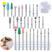 Load image into Gallery viewer, 30Pcs Diamond Cuticle Nail Drill Bits for Acrylic Nails, AUHOKY 3 Sets Premium Cuticle Cleaner Bit with 3 Cases, Fine Grits Bits for Gel Nail Drill Manicure Pedicure Home Salon Use