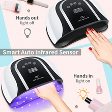 Load image into Gallery viewer, UV LED Gel Nail Lamp, 160W Professional Nail Dryer for Two Hands Use, Large Gel Curing Nail Light with 54 Lamp Beads for Home Salon (Milky White)