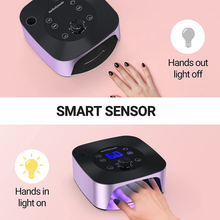 Load image into Gallery viewer, Melodysusie Professional 2 in 1 Nail Drill with Nail Lamp, 60W Nail Dryer with 4 Timer Setting Sensor for Acrylic Gel Poly Nails Curing and Removing, Salon Home Use, Purple