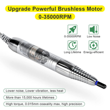 Load image into Gallery viewer, L'UGX Professional Rechargeable Nail Drill Machine, Brushless 35000RPM Cordless Nail Drill, Portable Electrical File for Acrylic, Gel, Manicure Pedicure
