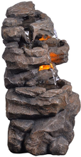 Load image into Gallery viewer, GOSSI Cascading Tabletop Water Fountains with LED Light - Indoor Rockery Waterfall Fountain - Quiet and Relaxing Water Sound - Small 9.7 Inch Desktop Size - Home/Office Decor