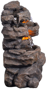 GOSSI Cascading Tabletop Water Fountains with LED Light - Indoor Rockery Waterfall Fountain - Quiet and Relaxing Water Sound - Small 9.7 Inch Desktop Size - Home/Office Decor