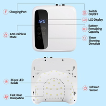 Load image into Gallery viewer, Cordless Led Nail Lamp, BETE Wireless Nail Dryer, 72W Rechargeable Led Nail Light, Portable Gel UV Led Nail Lamp with 4 Timer Setting Sensor and LCD Display, Professional Led Nail Lamp for Gel Polish