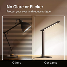 Load image into Gallery viewer, LED Desk Lamp, Soysout Eye-Caring Table Lamp with USB Charging Port, 5 Lighting Modes with 7 Brightness Levels, Touch Control, 12W (Black Wood Grain)