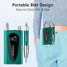 Load image into Gallery viewer, Melodysusie Professional Rechargeable 35000RPM Nail Drill, Cordless Portable Electric E File for Acrylic Gel Nails, Manicure Pedicure Shape Carve Tools with Low Noise Low Heat, Sparkle plus (Green)