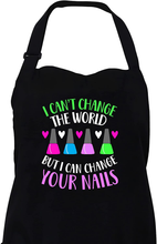 Load image into Gallery viewer, Nail Tech Apron with Pockets Colorful Rhinestones Crystal for Nail Salons Adjustable Neck and Long Ties Smock Aprons