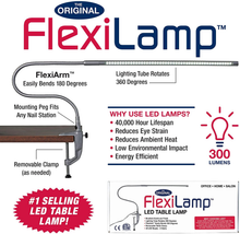 Load image into Gallery viewer, Americanails Original Flexilamp - LED Table Desk Lamp - Removable Clamp - Adjustable Lighting for Nail Stations - Manicure Table Light - Flexible Arm - 48 LED Beads - 300 Lumens