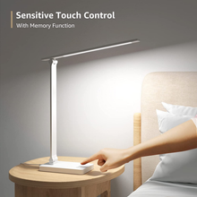 Load image into Gallery viewer, Lepro LED Desk Lamp with USB Charging Port Dimmable Home Office Lamp Touch Control Bright Reading Table Lamp, 3 Color Modes with 5 Brightness Level, Eye Caring Natural Light Modern Task Lamp (White)