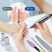 Load image into Gallery viewer, NQIQIN Professional Nail Drill Machine: 35000RPM Electric Nail File Portable Nail Drill for Acrylic Gel Nails Rechargeable Nail Drill Kit with 7 Drill Bits and 6 Sanding Bands (Grey-A)