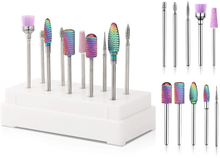 Load image into Gallery viewer, Bestidy 10Pcs Nail Drill Bits Set,Acrylic Nail File Bits Tungsten Carbide 3/32'' Professional Efile Drill Bits for Manicure Pedicure Nail Art Tools