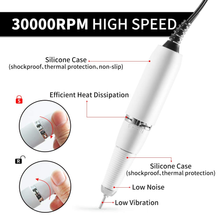 Load image into Gallery viewer, Electric Nail Drill, 30000RPM Professional Nail Kit Rechargeable Nail Drill & Cordless Nail Drill for Acrylic Gel Nails with Nail Drill Bits and Sanding Bands, Electric Nail File for Salon Use or Home