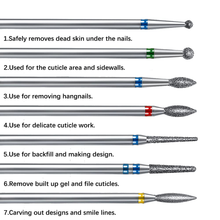 Load image into Gallery viewer, ERUIKA 14Pcs Nail Drill Bits Set, Professional Rotary Burrs Diamond Cuticle Remover Bits Kit, 3/32" Electric Manicure Nail File Bit for Acrylic Gel Nails Cuticle Manicure