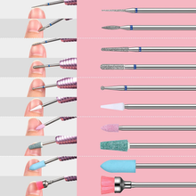 Load image into Gallery viewer, 30 Pieces Nail Drill Bits Set Kit with Box, 3/32 Ceramic Nail Drill Bit Set Efile Bits, Diamond Nail Drill Bits for Nails Cuticle Remover Manicure Pedicure