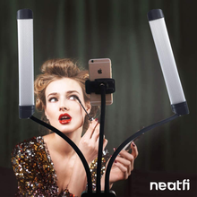 Load image into Gallery viewer, (New Model) Neatfi Supreme LED Light Kit for Estheticians, Make up & Tattoo Artists, Filming & Photography, 3600 Lumens Bright, 3 Light Color Modes, with Adjustable Tripod & Flexible Phone Holder