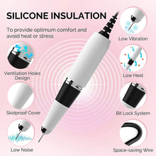 Load image into Gallery viewer, Melodysusie Professional Nail Drill - 30000 Rpm Rechargeable Portable Nail Drills with 6 Bits and 106 Sanding Bands, Cordless Electric Nail File Machine for Acrylic Gel Nails Shape Carve Polish, Black