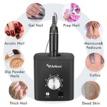 Load image into Gallery viewer, Nail Drill for Acrylic Nails - Professional Nail Drill Machine Btartbox 30000 RPM Electric Efile Nail Drill for Gel Nails Remove Poly Nail Gel Gift for Women Home and Salon Use, Black
