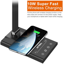 Load image into Gallery viewer, LED Desk Lamp with 10W Fast Wireless Charger, USB Charging Port,1800Lux Super Bright,5 Lighting Mode,
