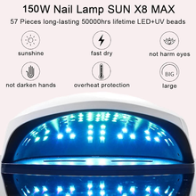 Load image into Gallery viewer, UV LED Nail Lamp 150W Dryer Light for Two Hands Nail Gel Polish Fast Curing for Salon Home with 57Pcs Beads, 4 Timer Presets and Portable Handle