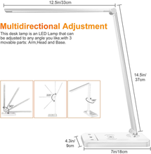 Load image into Gallery viewer, LED Desk Lamp with Wireless Charger, USB Charging Port, Lighting 10 Brightness Level, 5 Modes, Reading Light for Home, Office , Touch Control, Auto Timer Lamps, White