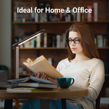 Load image into Gallery viewer, LED Desk Lamp, Soysout Eye-Caring Table Lamp with USB Charging Port, 5 Lighting Modes with 7 Brightness Levels, Touch Control, 12W (Black Wood Grain)