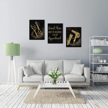 Load image into Gallery viewer, Conipit Barbershop Tools Wall Picture Hair Salon Canvas Art for Bathroom Black and Gold Picture Motivational Quote Painting Prints Gallery Wrapped Ready to Hang 3 Pieces