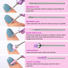 Load image into Gallery viewer, Bestidy 10Pcs Nail Drill Bits Set,Acrylic Nail File Bits Tungsten Carbide 3/32'' Professional Efile Drill Bits for Manicure Pedicure Nail Art Tools