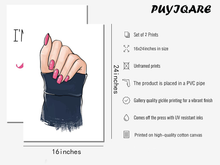 Load image into Gallery viewer, Fashion Pink Makeup Nails Canvas Wall Art Print Nordic Poster Cartoon Nail Polish Posters Prints Wall Art Nails Art Picture Girl Beauty Salon Prints Pop Art for Nails Salon Wall Decor Unframed