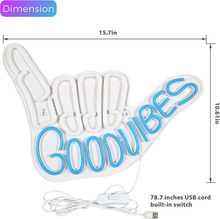 Load image into Gallery viewer, Good Vibes Neon Sign Light for Wall Décor Good Vibes Only Hand Neon Signs Bedroom Game Room Light up LED Wall Sign Cool Things for Teen Room Sign Gamer Gift Party Holiday (2 - Good Vibes - Blue)