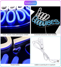 Load image into Gallery viewer, Good Vibes Neon Sign Light for Wall Décor Good Vibes Only Hand Neon Signs Bedroom Game Room Light up LED Wall Sign Cool Things for Teen Room Sign Gamer Gift Party Holiday (2 - Good Vibes - Blue)