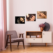 Load image into Gallery viewer, Canvbay 3 Pieces Beauty Salon Modern Canvas Wall Art Fashion Woman Painting Picture Leopard Print Nail Hand Spa Artwork Makeup and Manicure Poster Bedroom Decor Stretched Ready to Hang
