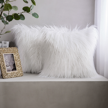 Load image into Gallery viewer, Phantoscope Soft Fluffy Faux Fur Square Cushion Decorative Throw Pillow Cover, 22" X 22", White, 2 Pack
