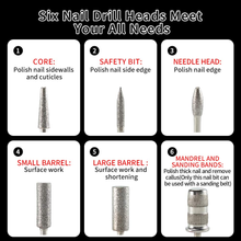 Load image into Gallery viewer, Electric Nail Drill, 30000RPM Professional Nail Kit Rechargeable Nail Drill & Cordless Nail Drill for Acrylic Gel Nails with Nail Drill Bits and Sanding Bands, Electric Nail File for Salon Use or Home