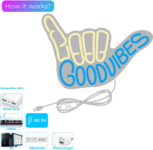 Load image into Gallery viewer, Good Vibes Neon Sign Light for Wall Décor Good Vibes Only Hand Neon Signs Bedroom Game Room Light up LED Wall Sign Cool Things for Teen Room Sign Gamer Gift Party Holiday (2 - Good Vibes - Blue)