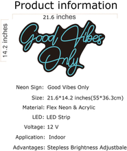 Load image into Gallery viewer, Good Vibes Only Neon Sign Light Wall Art Gifts,Neon Sign Wall Art,Neon Sign Wall Decorations Bar Pub Club Rave Apartment Home Decor Party Christmas Decor