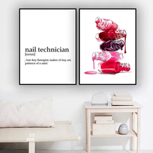 Load image into Gallery viewer, VLOLIFE Nail Polish Canvas Wall Art Makeup Illustration Beauty Vanity Poster Prints Wall Decor Nail Manicurist Gift Fashion Nails Salon Wall Art Posters Prints Unframed, 16X24Inchx2 Unframed