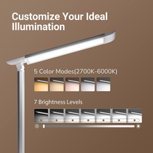 Load image into Gallery viewer, LED Desk Lamp, Soysout Eye-Caring Table Lamp with USB Charging Port, 5 Lighting Modes with 7 Brightness Levels, Touch Control, 12W (White Wood Grain)