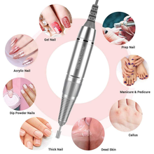 Load image into Gallery viewer, Melodysusie Professional Rechargeable 30000 Rpm Nail Drill, Portable Electric E File Scamander, Acrylic Gel Grinder Tools with 6 Bits and Sanding Bands for Manicure Pedicure Shape Carve Polish (White)