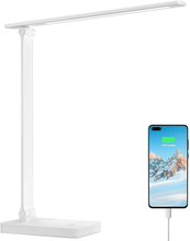Load image into Gallery viewer, Lepro LED Desk Lamp with USB Charging Port Dimmable Home Office Lamp Touch Control Bright Reading Table Lamp, 3 Color Modes with 5 Brightness Level, Eye Caring Natural Light Modern Task Lamp (White)