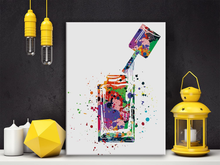 Load image into Gallery viewer, Nail Polish Bottle Watercolor Poster Canvas Wall Art for Home/Nails Studio/Beauty Salon Decor - Nail Varnish Canvas Print Wall Art Painting Ready to Hang Gifts - Easel &amp; Hanging Hook 12X15 Inch
