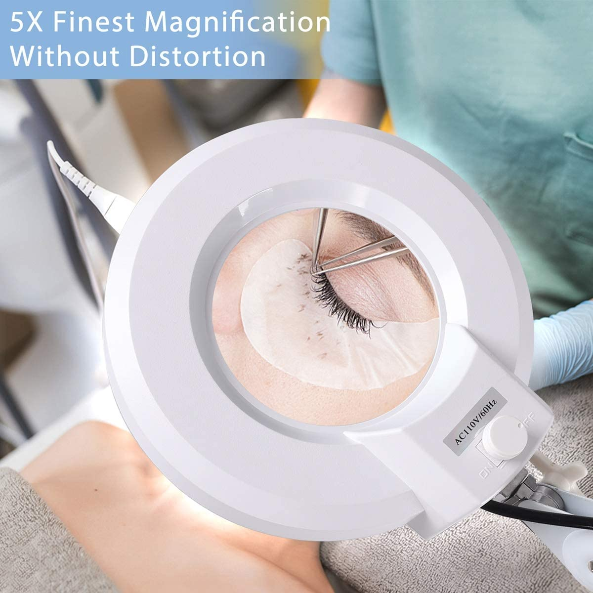 Brightech LightView Pro 6 Wheel Rolling Base Magnifying Floor Lamp -  Magnifier with Bright LED Light for Facials, Lash Extensions - Standing Mag  Lamp