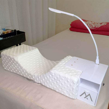 Load image into Gallery viewer, EMVANV Eyelash Extension Set, Ergonomic U-Shaped Memory Foam Pillow Acrylic Shelf Adjustable USB LED Light Makeup Tool Set for Beauty Salon