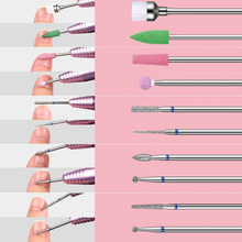 Load image into Gallery viewer, 30 Pieces Nail Drill Bits Set Kit with Box, 3/32 Ceramic Nail Drill Bit Set Efile Bits, Diamond Nail Drill Bits for Nails Cuticle Remover Manicure Pedicure